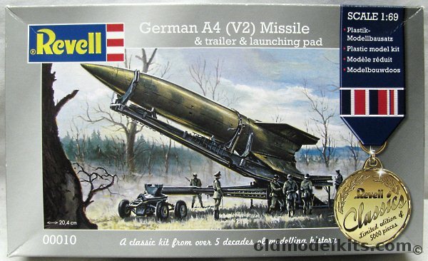 Revell 1/54 V-2 Rocket with Trailer/Launcher and Cut-Away Interior Details, 00010 plastic model kit